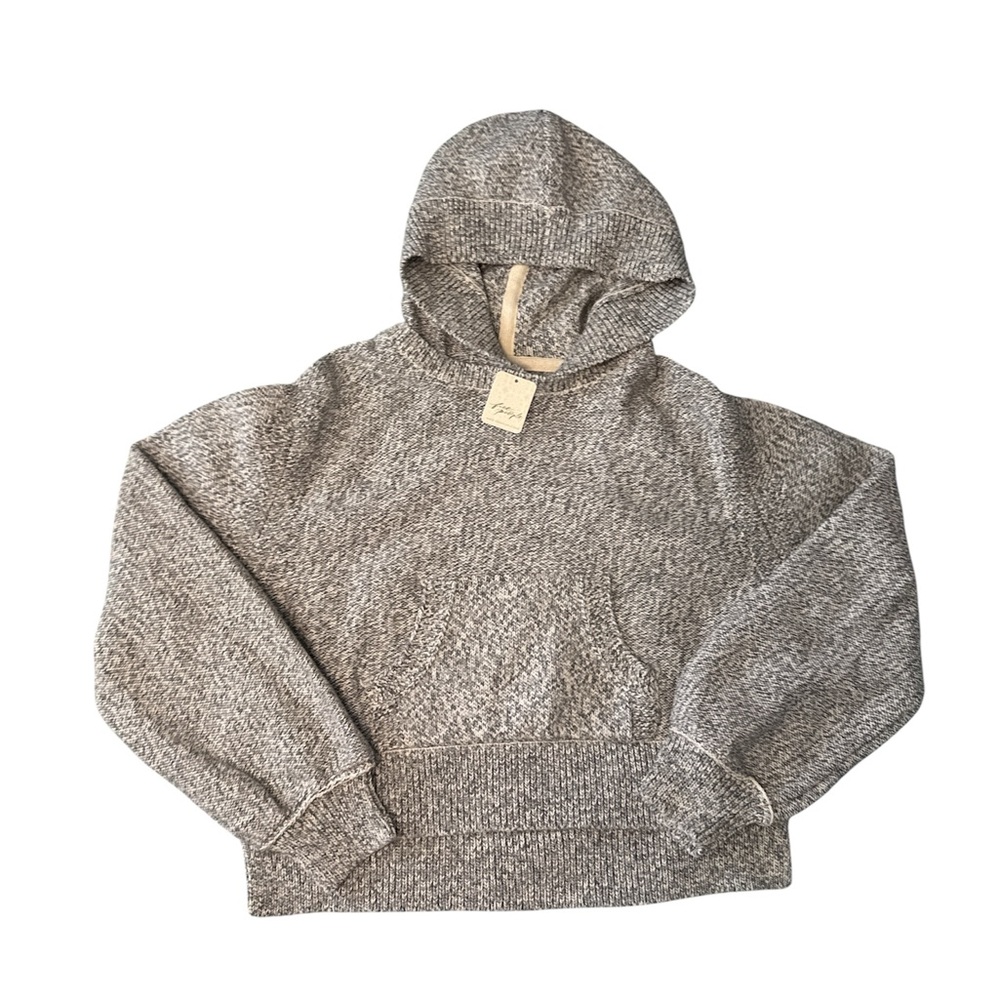 Free People NWT Oversized Heather Gray Knit Hoodie Sweater